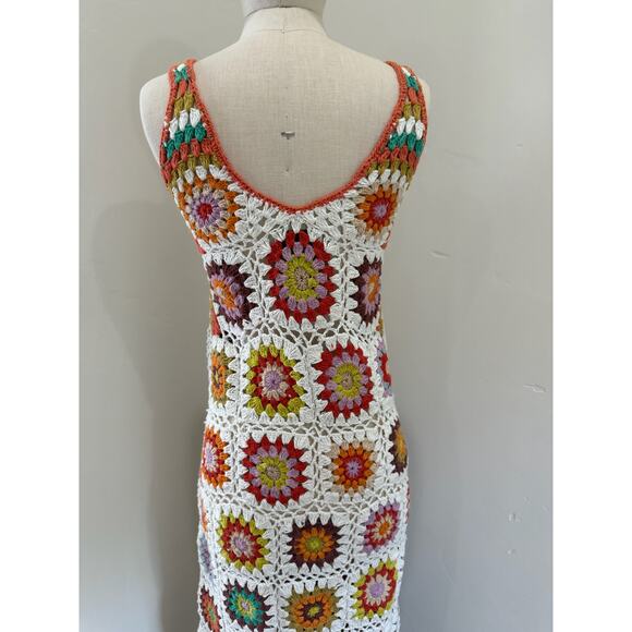 Alemais Crochet Maxi Dress 6 Granny Square Women's Resort Pool Beach - Picture 10 of 12